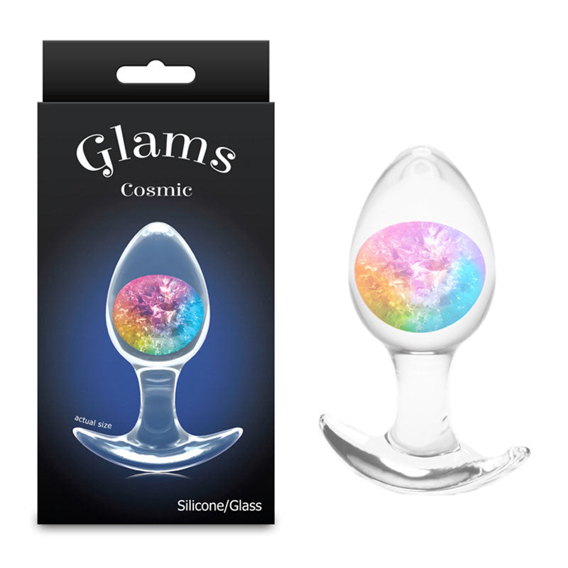 Glams Cosmic - Medium - Rainbow - Clear/Rainbow 9.5 cm Small Butt Plug NS Novelties